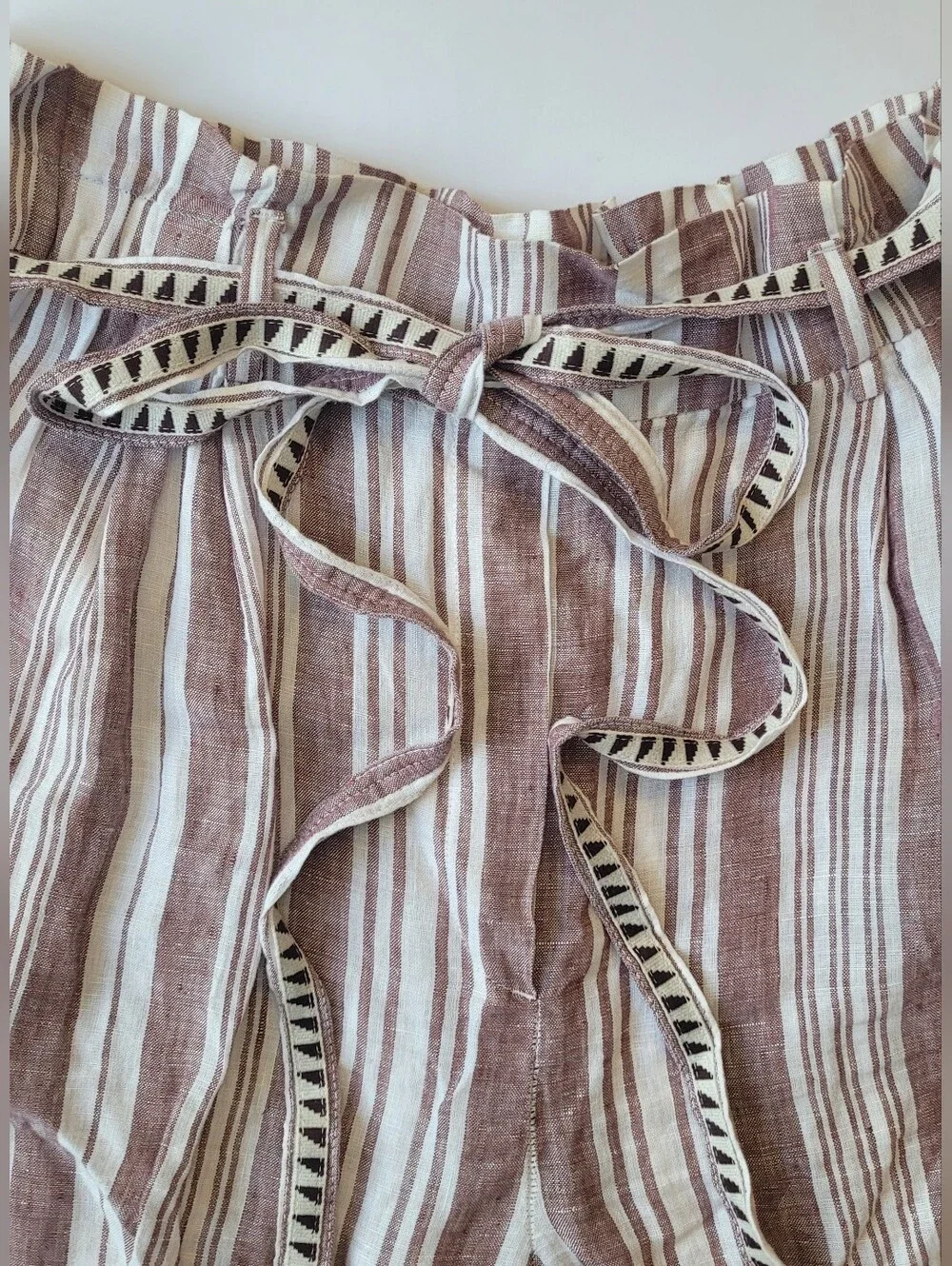 LemLem x H&M Resort Stripe Linen Paperbag Pants Large Excellent Condition
